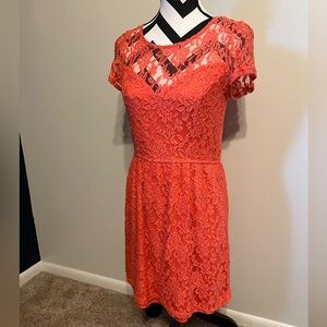 Coral Lace Dress Size M